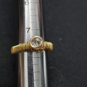 Wire gold wrapped genuine aquamarine gemstone ring